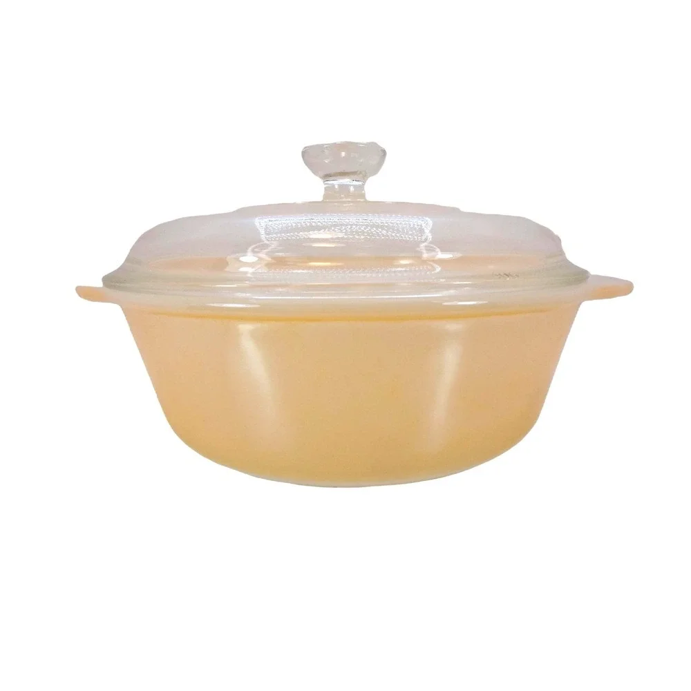 Anchor Hocking Fire-King Casserole‎ Dish Excellent Peach Luster Lid Tab Handles